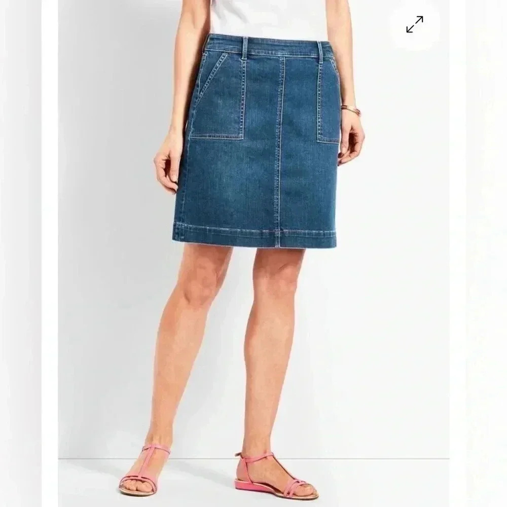 - Talibots  A line denim Blue Jean Skirt side zip